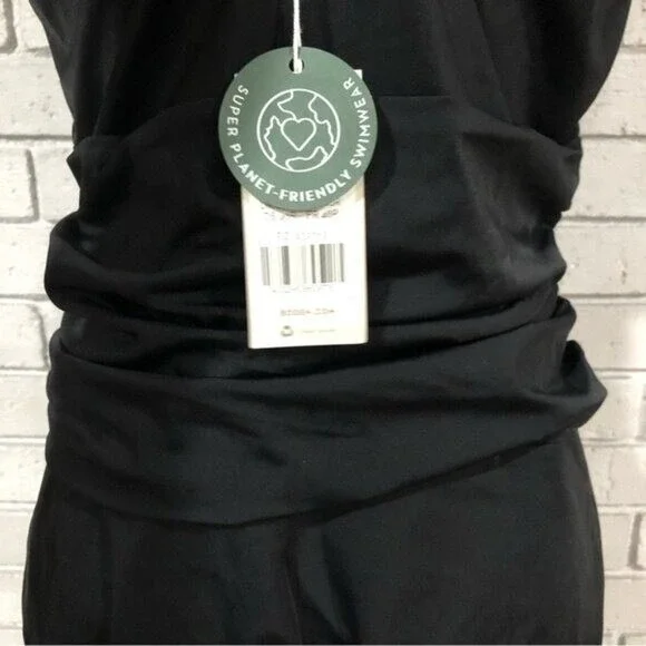 Boden Women Black Halter Ruched Tummy Friendly One Piece Swimsuit | Size 8 - Picture 13 of 15